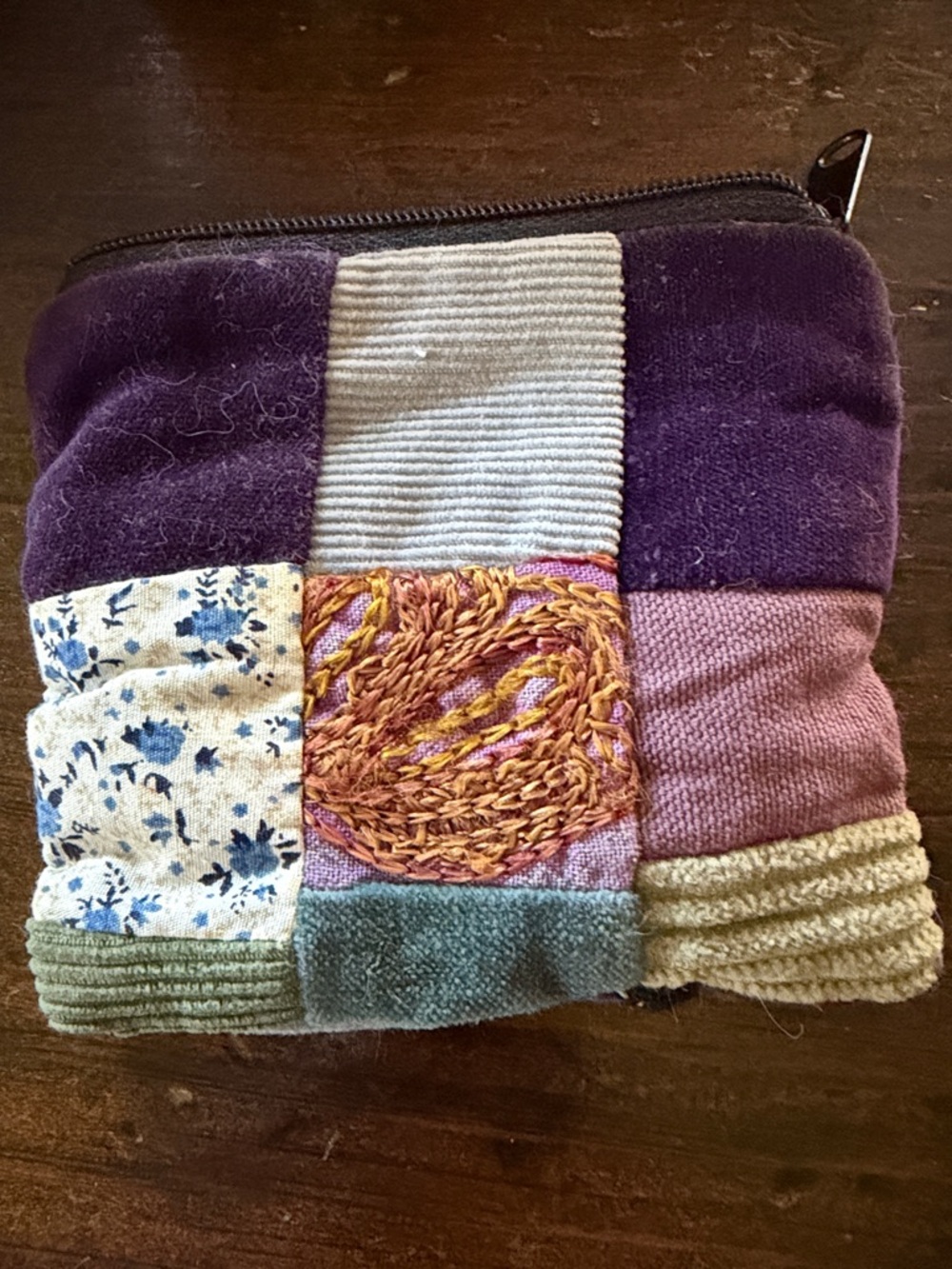 Patchwork Velvet Coin Purse - Purple Multi
